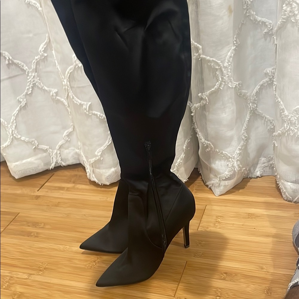 Aldo Black Heeled Boots with Stiletto Heel and Pointed Toe